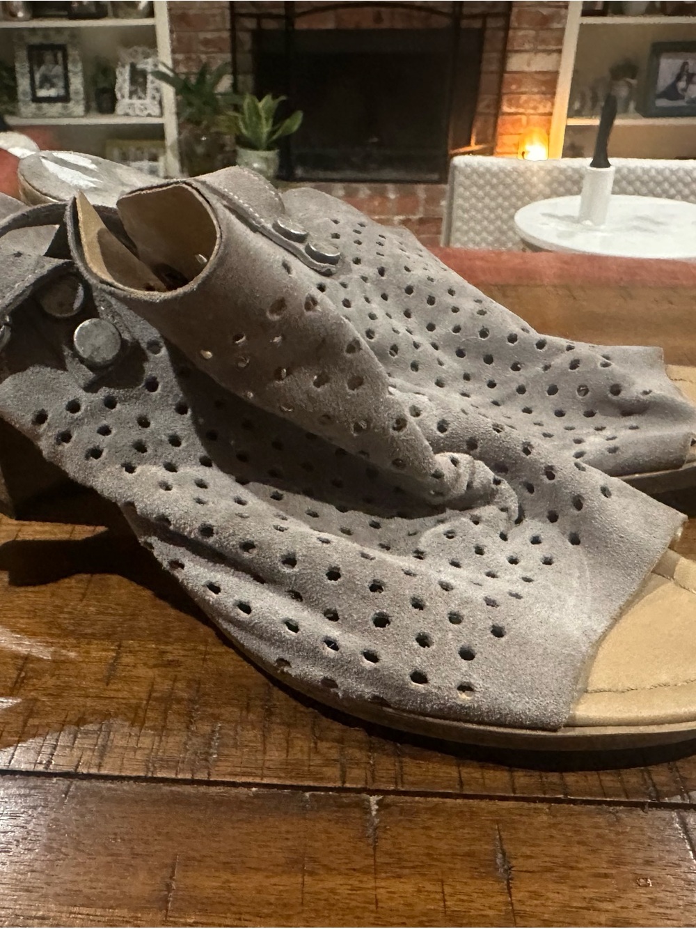 Sophia Milano Perforated Suede Sandals